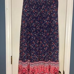 Merona Blue and Red Floral Maxi Skirt